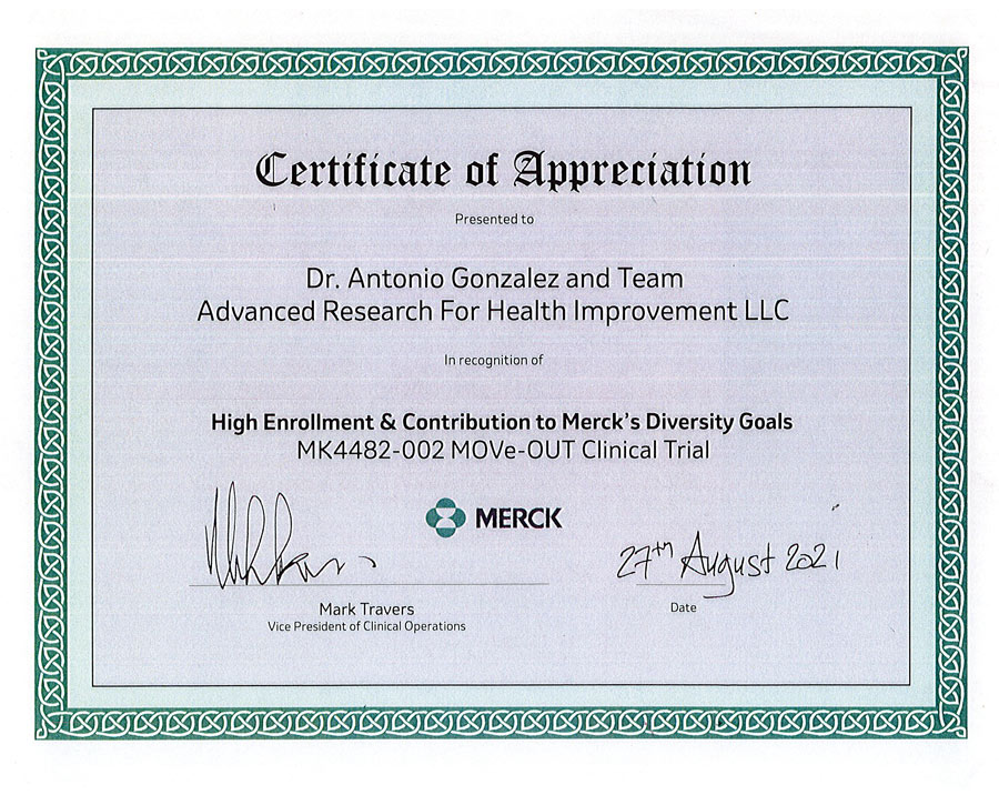 Dr. Antonio Gonzalez recognized by Merck
